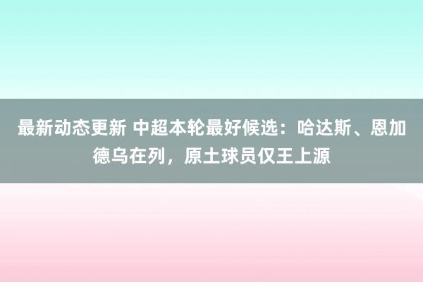 最新动态更新 中超本轮最好候选：哈达斯、恩加德乌在列，原土球员仅王上源