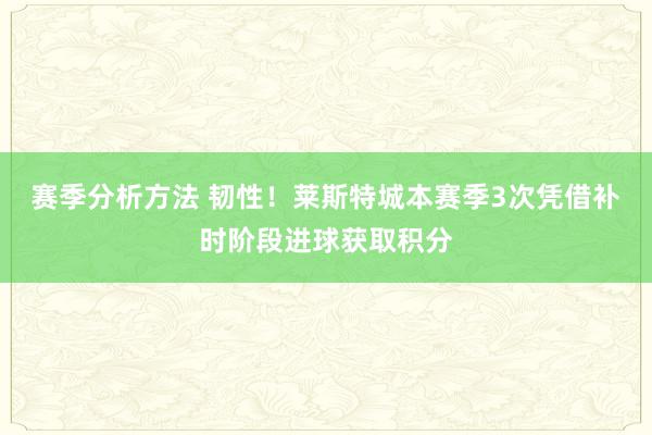 赛季分析方法 韧性！莱斯特城本赛季3次凭借补时阶段进球获取积分