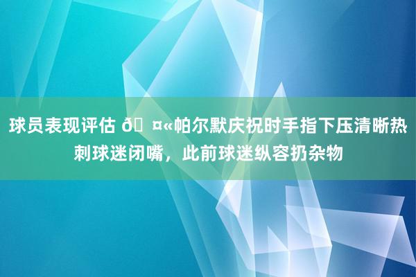 球员表现评估 🤫帕尔默庆祝时手指下压清晰热刺球迷闭嘴，此前球迷纵容扔杂物