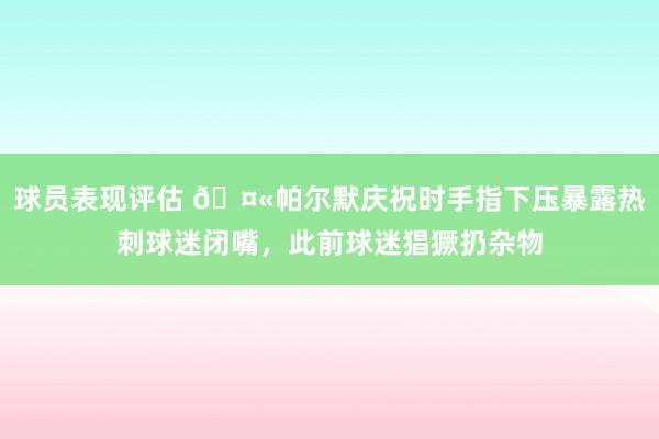 球员表现评估 🤫帕尔默庆祝时手指下压暴露热刺球迷闭嘴，此前球迷猖獗扔杂物