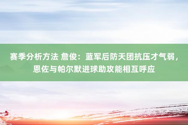 赛季分析方法 詹俊：蓝军后防天团抗压才气弱，恩佐与帕尔默进球助攻能相互呼应